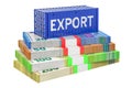 Profit from export concept, with cargo container. 3D rendering