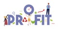 Profit finance concept illustration of profitability and teamwork. Work together business employee target.