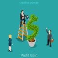 Profit gain successful investment harvest flat vector isometric