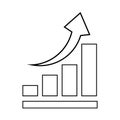 Profit graph icon with up arrow on a white background Royalty Free Stock Photo