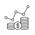 Profit growth chart. Growth graph linear icon. Revenue icon