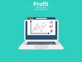 Profit growth on screen, investment concept. Increase in profit. Business chart. Market analytical data. Financial Royalty Free Stock Photo