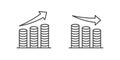 Profit icon. Coin growth vector illustration. Investment increase and decrease infographic. Statistic arrow symbol. Financial Royalty Free Stock Photo