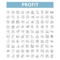 Profit icons, line symbols, web signs, vector set, isolated illustration Royalty Free Stock Photo