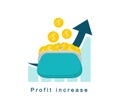 Profit increase. Income on investment. Revenue growth. Vector flat icon