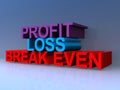 Profit loss break even on blue