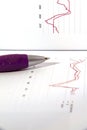 Profit and loss chart and pen. Royalty Free Stock Photo