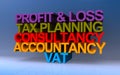 profit and loss tax planning consultancy accountancy vat on blue
