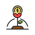 Profit Reaping Icon Color Illustration Design