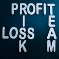 profit relationship with risk team and loss concept displaying with using text