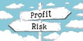 Profit and risk - outline signpost with two arrows