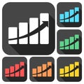 Profit sign graph concept icons set with long shadow