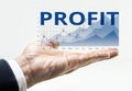 Profit word with business financial growing graph chart Royalty Free Stock Photo