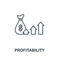 Profitability line icon. Thin style element from business administration collection. Simple Profitability icon for web design, Royalty Free Stock Photo