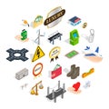 Profitable enterprise icons set, isometric style