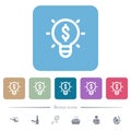 Profitable idea outline flat icons on color rounded square backgrounds