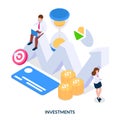 Profitable investment concept. Isometric vector illustration on white background