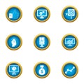 Profiteering icons set, flat style Royalty Free Stock Photo