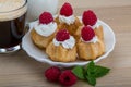 Profiterole with raspberry