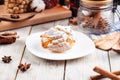 Profiterole sprinkled with powdered sugar Royalty Free Stock Photo