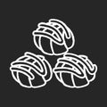 Profiteroles chalk white icon on black background Royalty Free Stock Photo