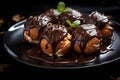 Profiteroles chocolate. Generate Ai Royalty Free Stock Photo