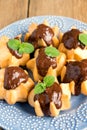 Profiteroles with chocolate sauce Royalty Free Stock Photo