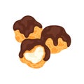 Profiteroles dessert vector illustration. Chocolate profiteroles pastry.
