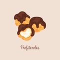 Profiteroles French dessert vector illustration