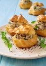 Profiteroles stuffed with cream cheese and mushrooms close up Royalty Free Stock Photo