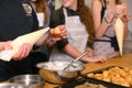 Profiterols cooking lesson close up photo