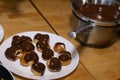 Profiterols cooking lesson close up photo Royalty Free Stock Photo