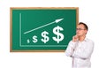 Profits dollar on desk Royalty Free Stock Photo