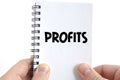 Profits text concept