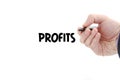 Profits text concept