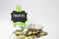 Profits Text and Money - Business Concept