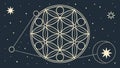Universal Sacred Geometry with Celestial Elements, vector design Generative AI Royalty Free Stock Photo