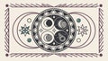 Yin-Yang Mandala with Celestial Elements in Ornate Frame, vector design Generative AI Royalty Free Stock Photo