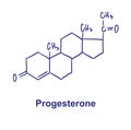 Progesterone chemical structure. Vector illustration Hand drawn.