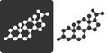 Progesterone female sex hormone molecule, flat icon style. Plays role in pregnancy and menstrual cycle..Atoms shown as circles.