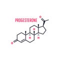 Progesterone female sex hormone skeletal chemical formula on white background. Vector illustration