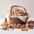 A basket of nuts and dates Royalty Free Stock Photo