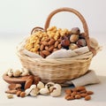 A basket of nuts and dates Royalty Free Stock Photo
