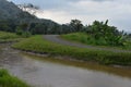 Progo river with joging track to mountain, Godean,Sleman, Yogyakarta,indonesia