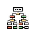 Program algorithm, flowchart plan, workflow mindmap flat color line icon.
