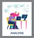 Program analysis poster template, flat vector illustration.