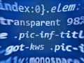 Program code - angle view JS, Closeup cooperating in web specialist apps. Writing programming functions on laptop. Python Royalty Free Stock Photo