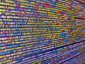 Program code with display. Application binary code. Developer working on web sites codes in office. C. Programming code screen of Royalty Free Stock Photo