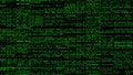 Program code of matrix on black background. Animation. Green text from set of codes providing matrix database. Large Royalty Free Stock Photo