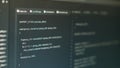 Program code and online cloud database on computer screen Royalty Free Stock Photo